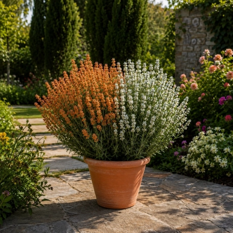 Lavand Bicolora - Orange White la Ghiveci