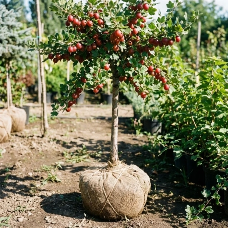 Arbust fructifer - Agris Rosu tip Pom pe Picior Anul 3 cu Radacina Impachetata