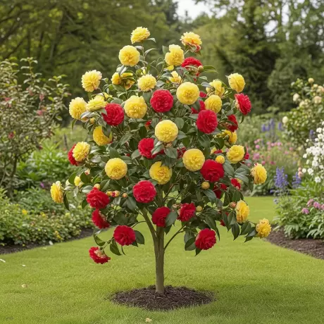 Camelia Japonica Bicolor Rosu cu Galben la Ghiveci