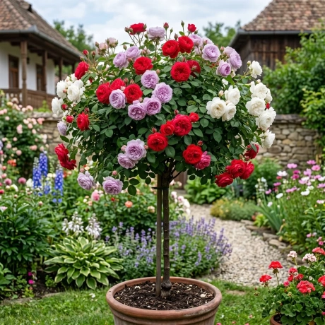 Trandafir Pomișor - TRICOLOR ELEGANCE