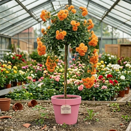 Trandafir Pomisor Portocaliu Plangator la Ghiveci