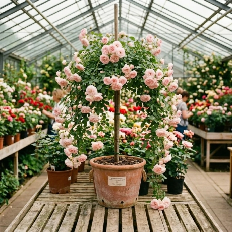 Trandafir Plangator Roz Deschis  La Ghiveci